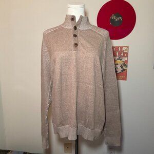 Express Tan Knit Sweater with Wooden Buttons